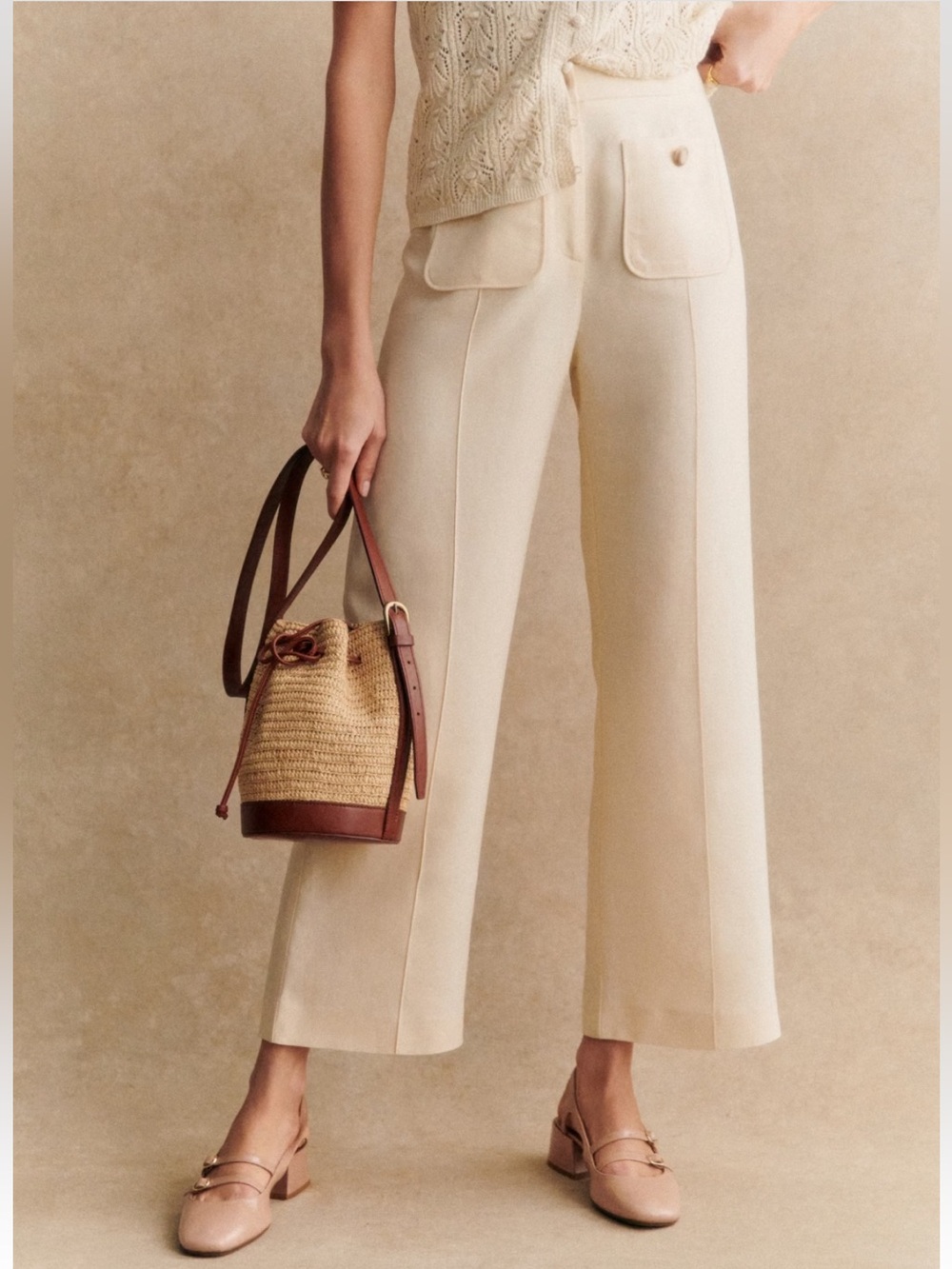 NWT Sezane Emilio Trousers in Beige size 8